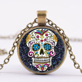 Unique Skull Charm Jewelry Skull Cabochon Glass Pendant Chain Necklace Unisex Jewelry Accessories Fashion Creative Gifts