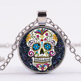 Unique Skull Charm Jewelry Skull Cabochon Glass Pendant Chain Necklace Unisex Jewelry Accessories Fashion Creative Gifts