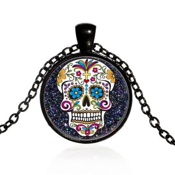 Unique Skull Charm Jewelry Skull Cabochon Glass Pendant Chain Necklace Unisex Jewelry Accessories Fashion Creative Gifts